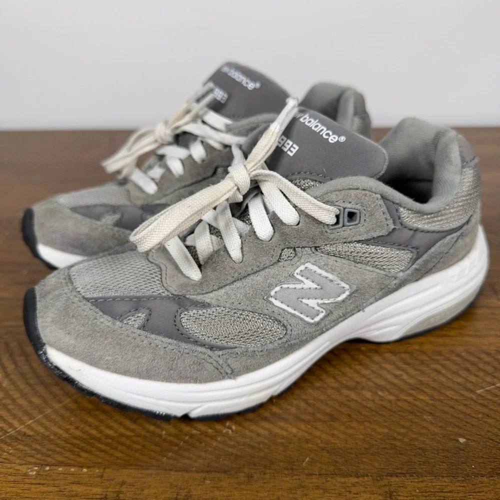 New Balance Sneakers Kids 2.5 Gray 993 Heritage Suede Mesh Running Shoes